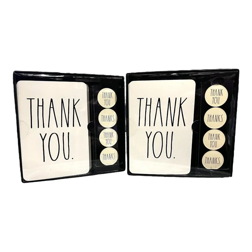 Rae Dunn THANK YOU Note Cards w Stickers & Envelopes 2 Sets Total 24 cards NEW